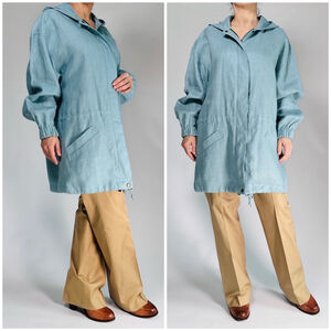 Brooks Brothers Womans Jacket Linen Size M Pastel Blue Utility Jacket